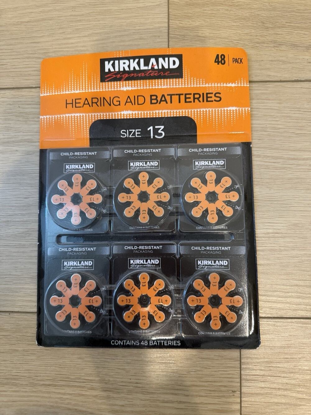 Kirkland Signature Hearing Aid Batteries, Zinc Air, Size 13 (48-pack)